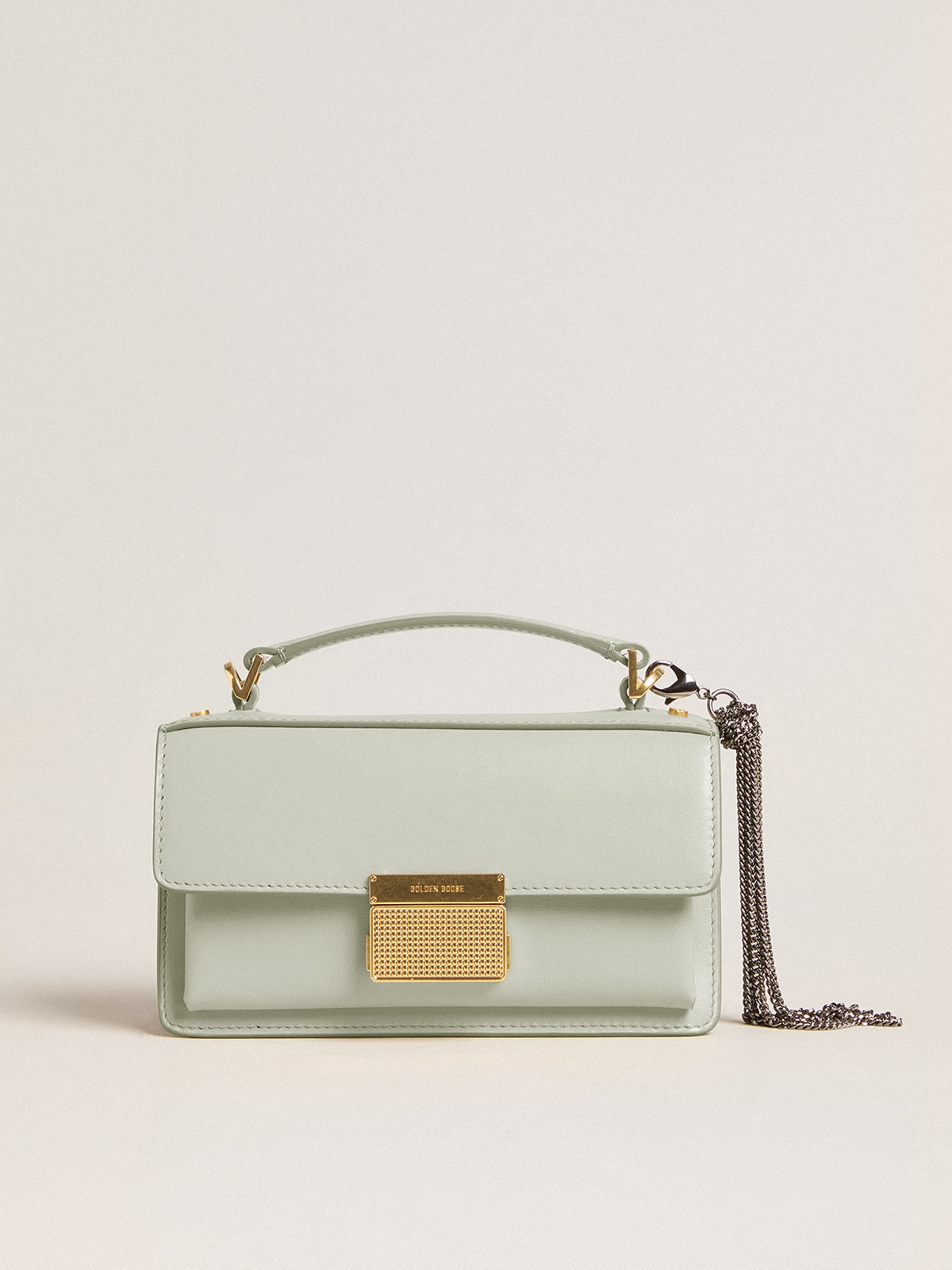 Golden Goose - Small Venezia Bag in mineral-gray boarded leather with gold details in 